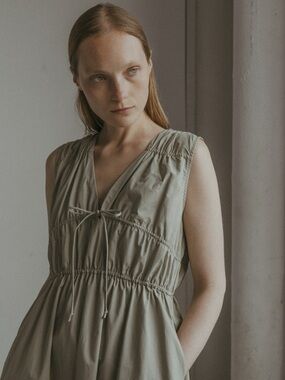 Mod Ref Cecilia Sage Green Sleeveless Midi Dress